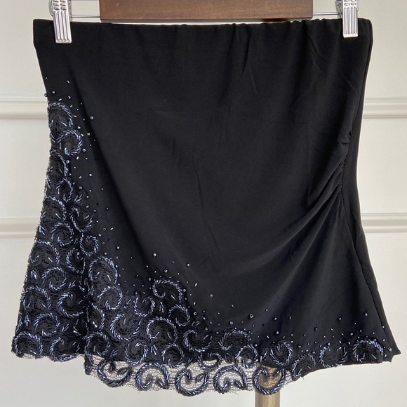 Amanda Adams Couture Black Strapless Hand Beaded Top Embroidered Lace Sz S NWOT - Picture 5 of 10